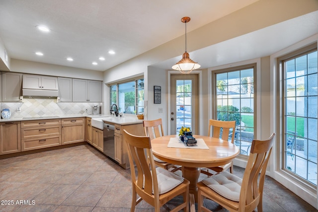 dining area with sink