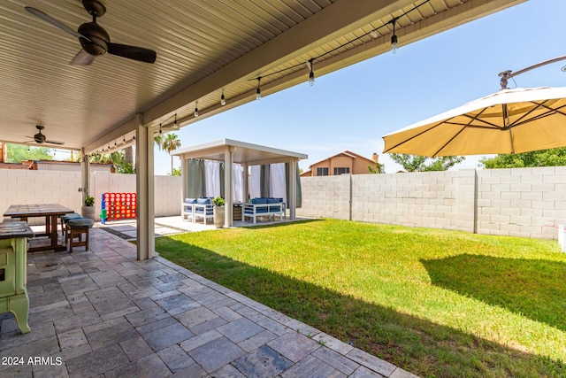 17606 N 2nd Ave, Phoenix, AZ 85023 - view of patio featuring a ceiling fan, a gazebo, and an outdoor living space