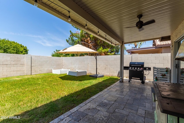 17606 N 2nd Ave, Phoenix, AZ 85023 - view of patio with a grill and a ceiling fan