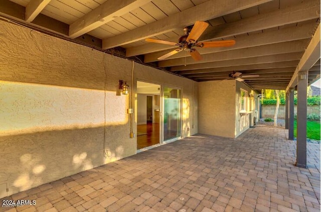 view of patio / terrace featuring ceiling fan