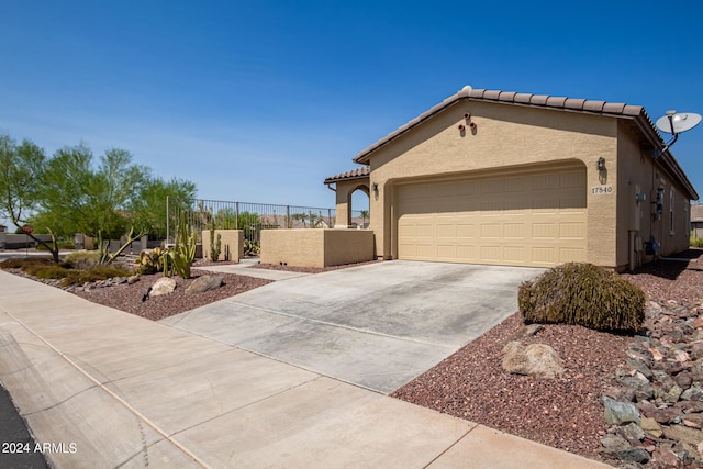 exterior space featuring a garage