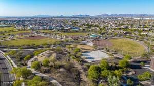 drone / aerial view with a mountain view