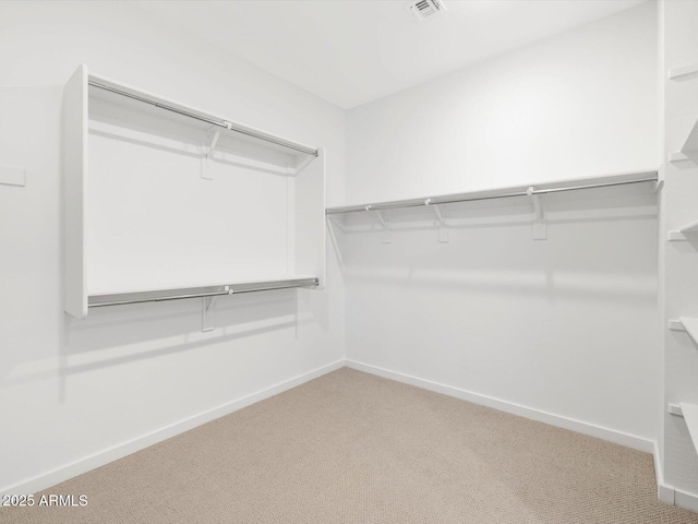 walk in closet with visible vents and carpet floors