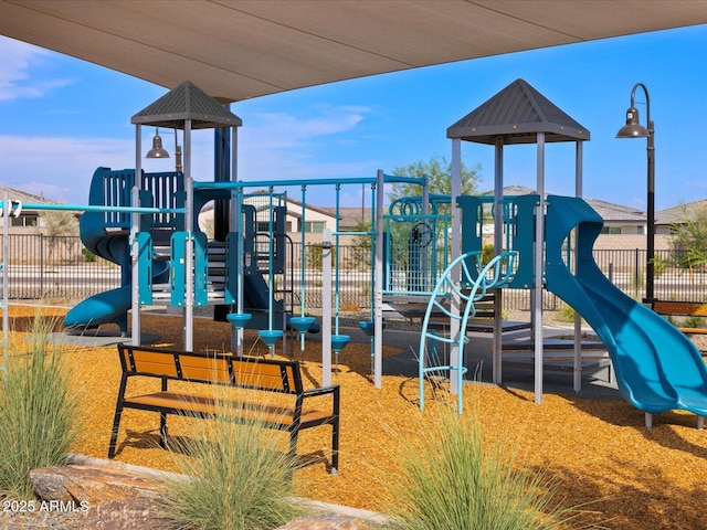 community play area with fence