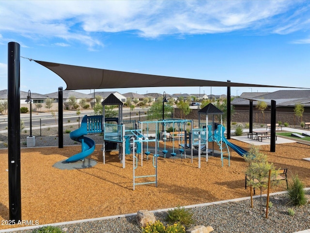 communal playground with fence