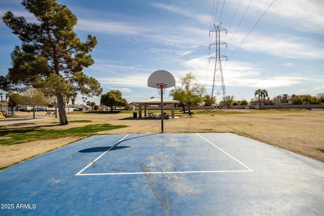 exterior space with a gazebo and community basketball court