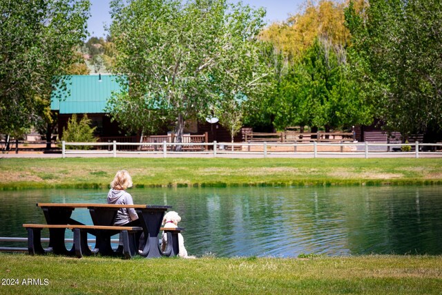 view of dock featuring a water view