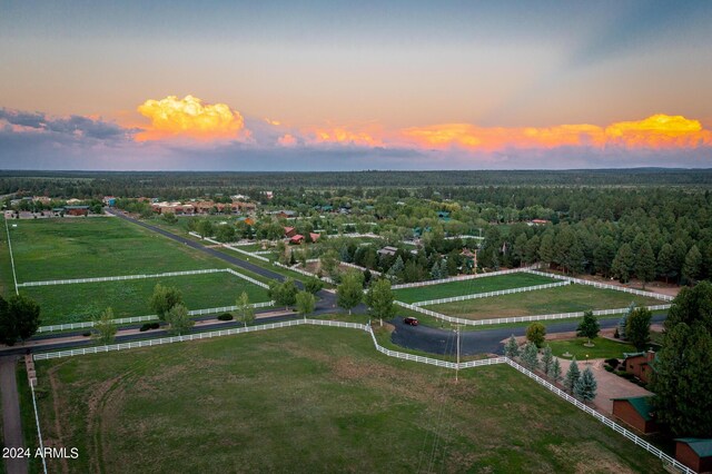 view of aerial view at dusk