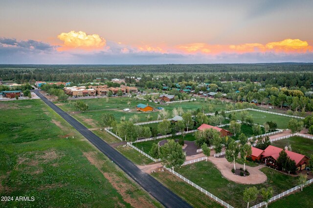 view of aerial view at dusk