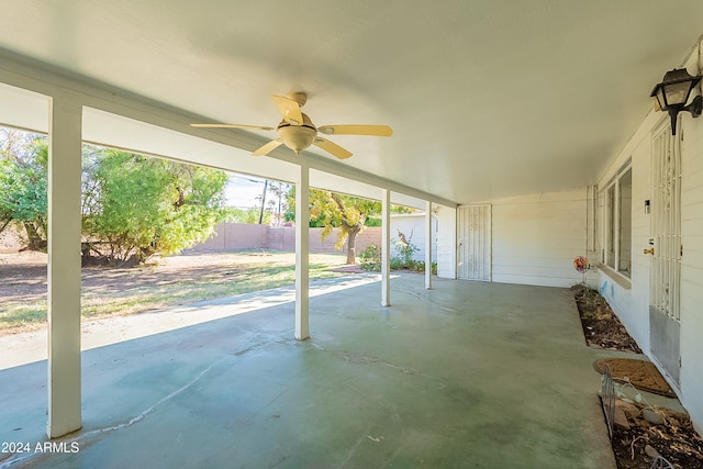 view of patio / terrace featuring ceiling fan