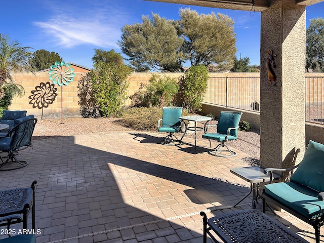 view of patio / terrace featuring a fenced backyard