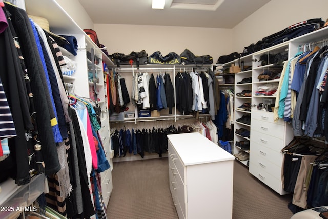 9842 E Celtic Dr, Scottsdale, AZ 85260 - walk in closet featuring attic access and carpet floors