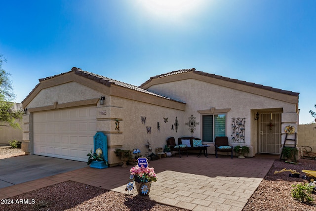 exterior space featuring a garage