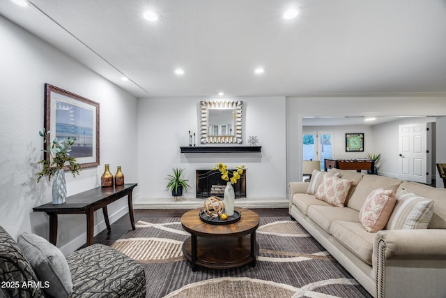 living room with hardwood / wood-style floors