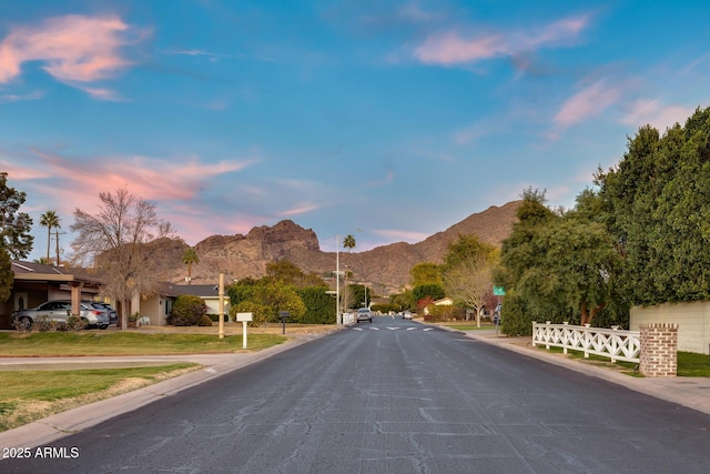 view of street with a mountain view