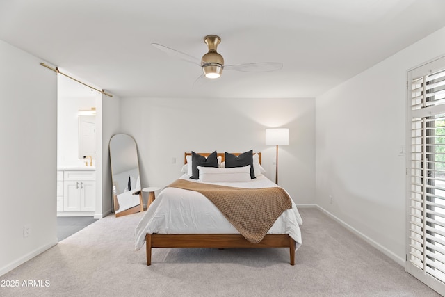 8007 E Del Tesoro Dr, Scottsdale, AZ 85258 - carpeted bedroom featuring ensuite bathroom and ceiling fan