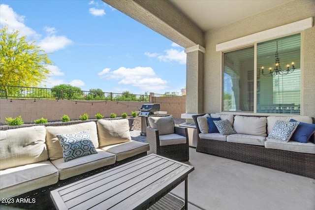 view of terrace with an outdoor hangout area