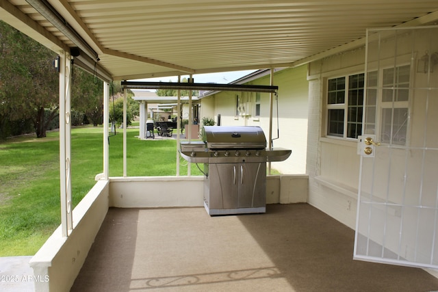 view of patio featuring grilling area