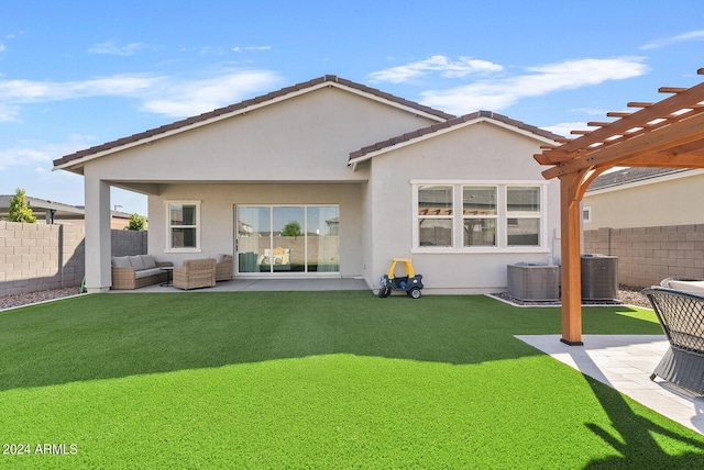 5650 S Feliz, Mesa, AZ 85212 - back of property with a fenced backyard, stucco siding, and a patio area