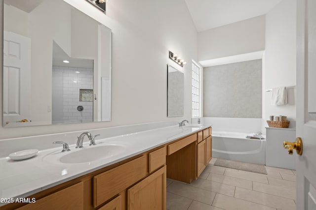 2243 E Cortez Dr, Gilbert, AZ 85234 - full bath featuring tile patterned floors, a garden tub, and double vanity