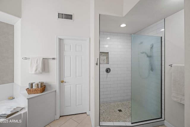 2243 E Cortez Dr, Gilbert, AZ 85234 - full bathroom featuring walk in shower, tile patterned floors, a garden tub, and recessed lighting