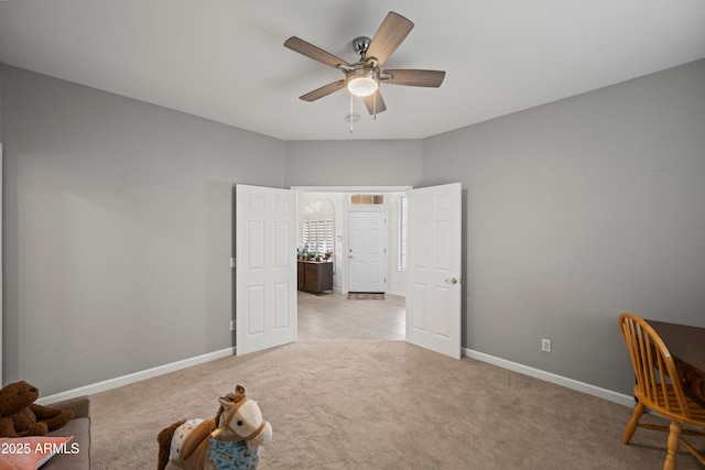 2243 E Cortez Dr, Gilbert, AZ 85234 - office featuring ceiling fan, light carpet, and baseboards