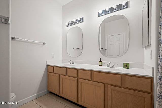 2243 E Cortez Dr, Gilbert, AZ 85234 - bathroom featuring tile patterned flooring, double vanity, toilet, and baseboards