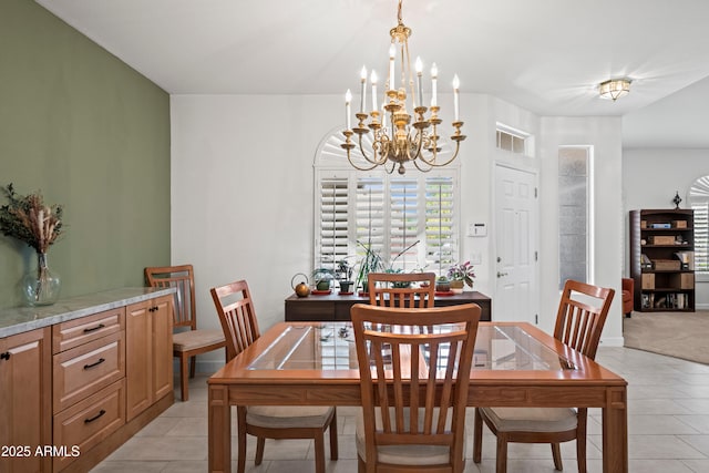 2243 E Cortez Dr, Gilbert, AZ 85234 - dining space with a chandelier and light tile patterned floors