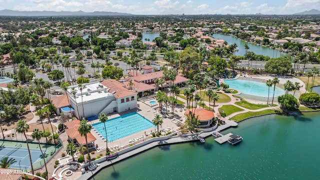 2243 E Cortez Dr, Gilbert, AZ 85234 - aerial perspective of suburban area featuring a pool and a water and mountain view