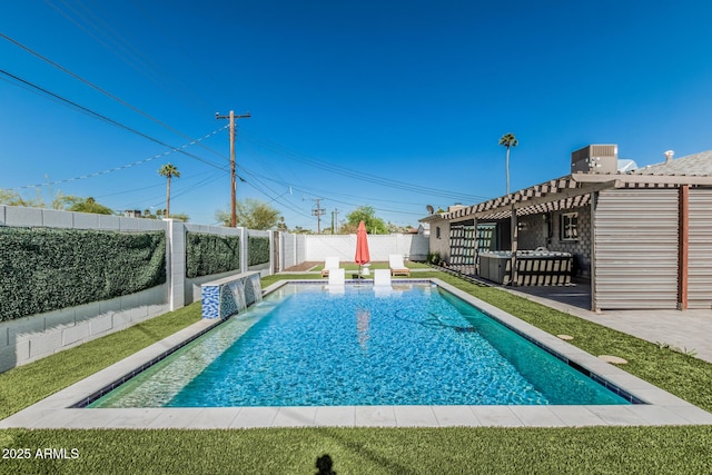 8522 E Virginia Ave, Scottsdale, AZ 85257 - view of swimming pool featuring a fenced backyard, cooling unit, and a patio