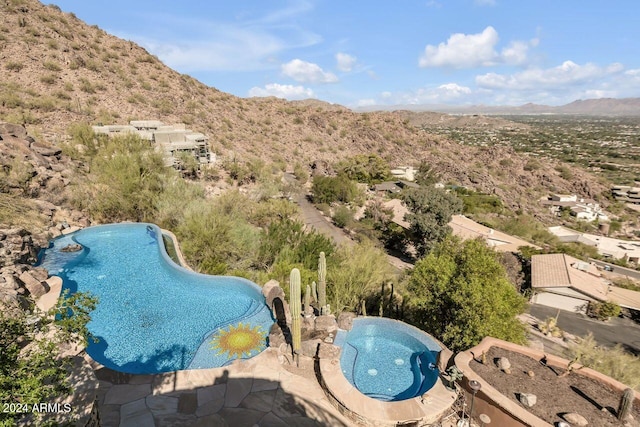 aerial view with a mountain view