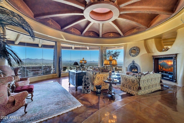 living room with a mountain view