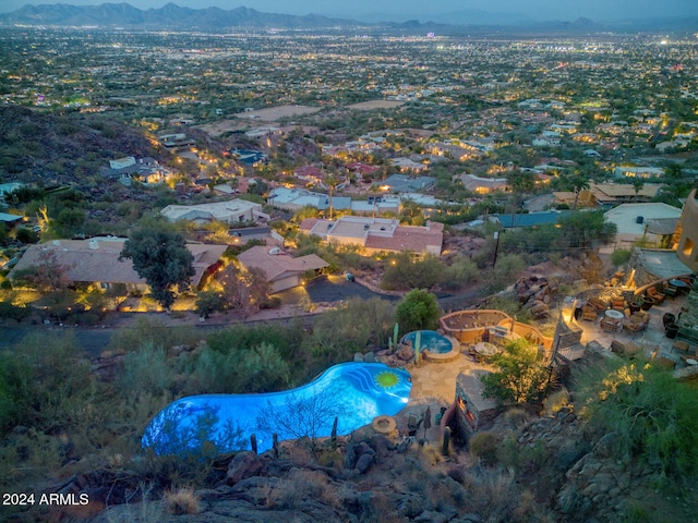 drone / aerial view with a mountain view