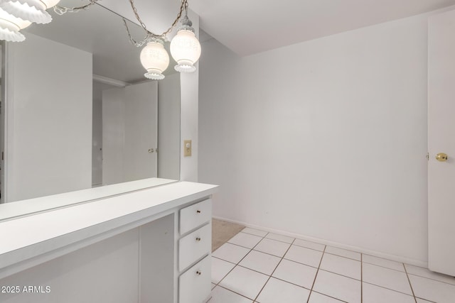 bathroom with tile patterned floors