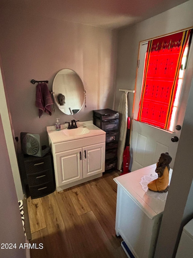 foyer entrance featuring sink and hardwood / wood-style flooring