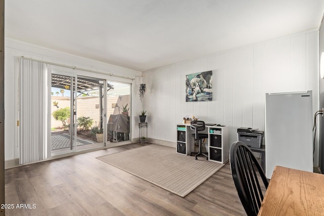 home office featuring wood finished floors