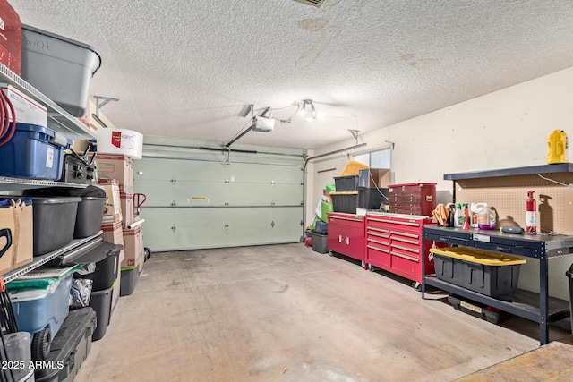 garage with a garage door opener