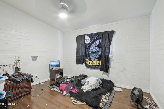 2223 E Roosevelt St, Phoenix, AZ 85006 - bedroom with wood-type flooring, baseboards, and a ceiling fan