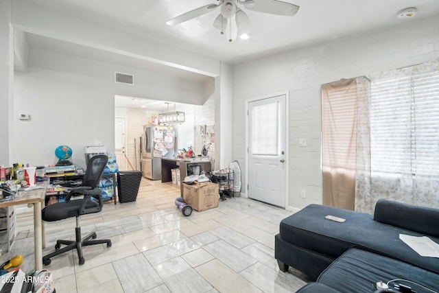 2223 E Roosevelt St, Phoenix, AZ 85006 - office area with ceiling fan with notable chandelier and visible vents