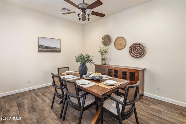 654 E County Down Dr, Chandler, AZ 85249 - dining area featuring ceiling fan, baseboards, and wood finished floors