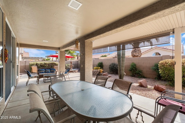 view of patio / terrace with an outdoor living space