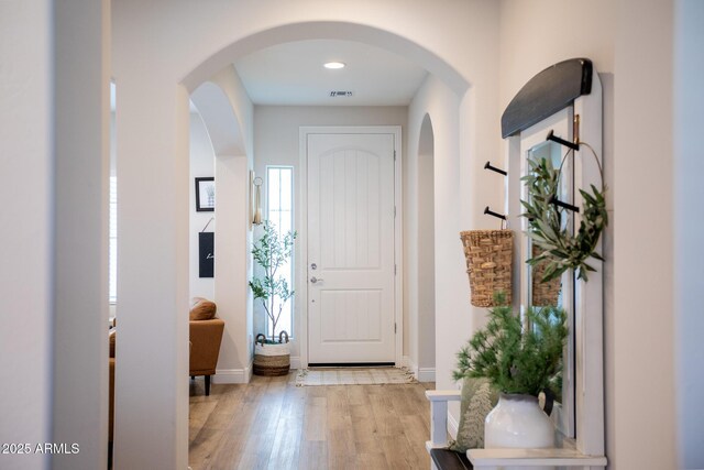 6460 W Springfield Way, Florence, AZ 85132 - foyer entrance featuring visible vents, light wood-style flooring, baseboards, and a wealth of natural light
