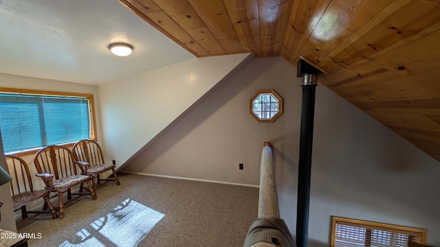 2425 Tall Trees Loop, Forest Lakes, AZ 85931 - living area featuring wooden ceiling, carpet floors, plenty of natural light, and lofted ceiling