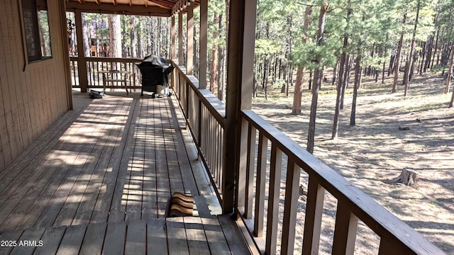 2425 Tall Trees Loop, Forest Lakes, AZ 85931 - wooden deck featuring grilling area