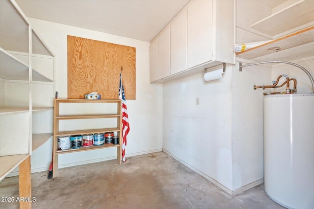 basement featuring gas water heater