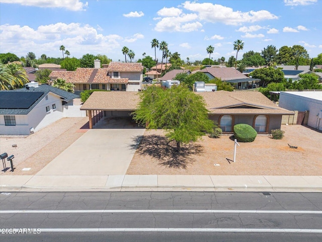 aerial view with a residential view