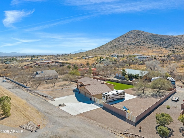 drone / aerial view with a mountain view