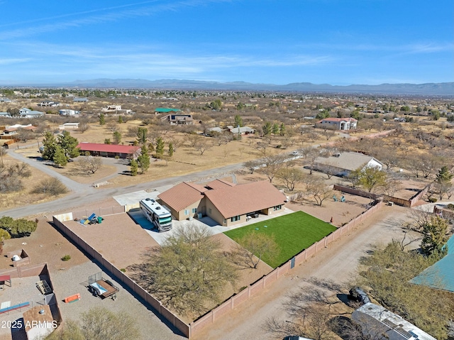 bird's eye view with a mountain view