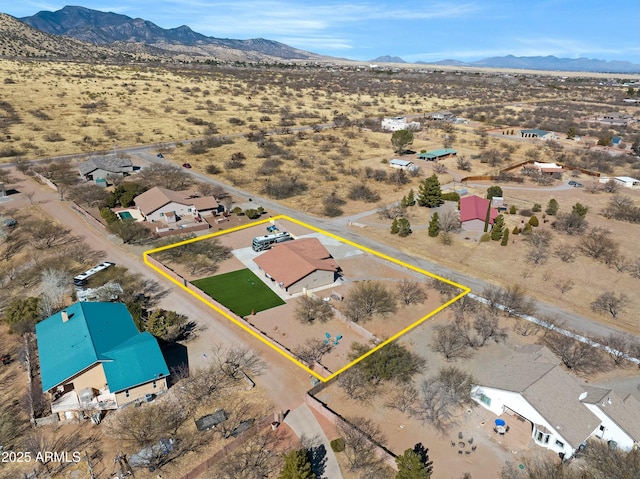 aerial view with a mountain view