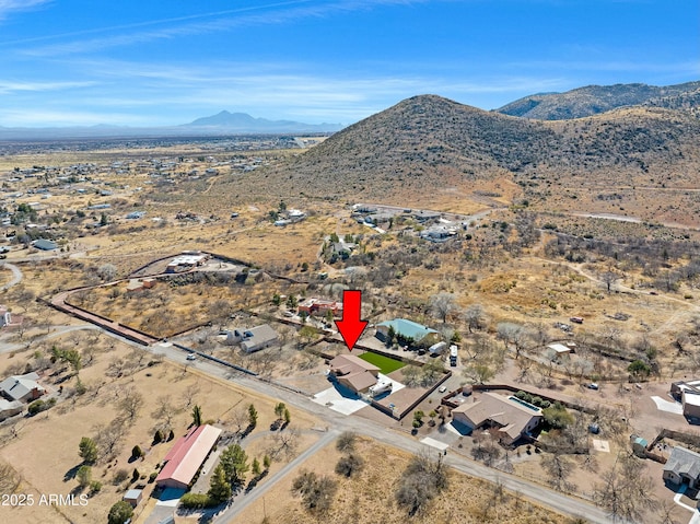 aerial view with a mountain view